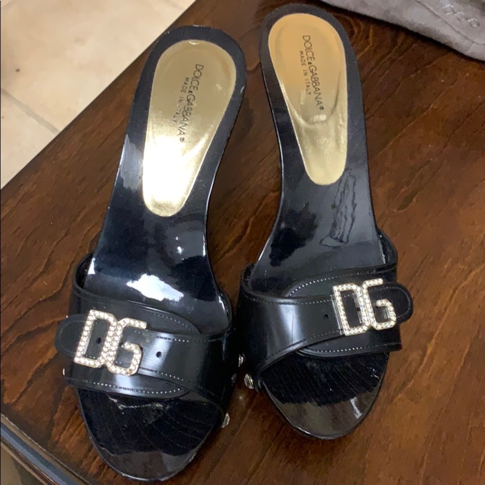 DOLCE &GABBANA MULE SLIDES rhinestone adorned DG